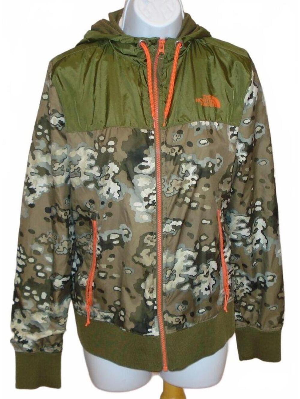 The North Face DryVent Green Camo with Orange Accenting Windbreaker Women Sz XL